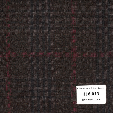 I16.013 Kevinlli V9 - Vải Suit 100% Wool - Nâu Caro đỏ